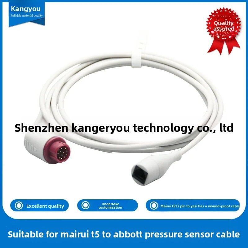 Kangeryyou O E M Invasive Pressure Cable Medical Consumable Product for Mindray T5 and for Abbott Pressure Sensor