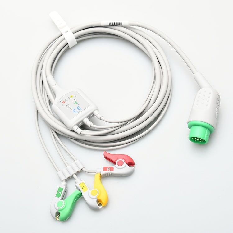 KONTRON7000 Compatible 12-Pin Integrated ECG Lead Cable European Standard Clip-On Three-Lead Medical Consumables CE Certified