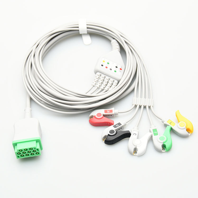 Compatible with DASH PRO3000 ONE PIECE Series 11PIN 3.2m ECG Cable with IEC CLIP TPU and Leads Medical Consumables CE Certified