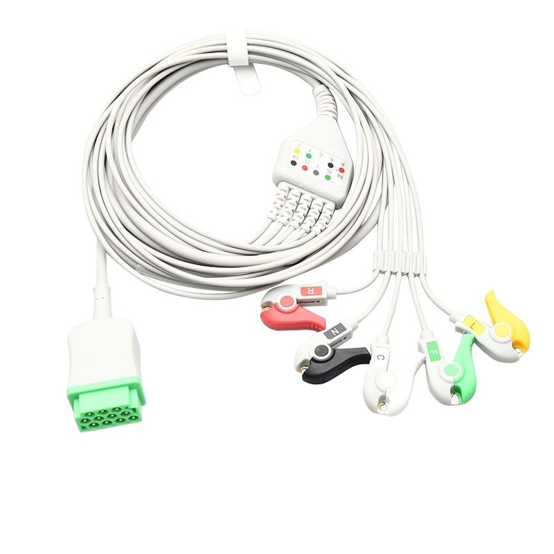 Compatible with DASH PRO3000 ONE PIECE Series 11PIN 3.2m ECG Cable with IEC CLIP TPU and Leads Medical Consumables CE Certified