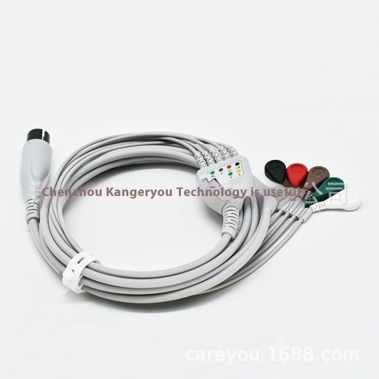 GOLDWAY 1540 6PIN One Piece Series ECG Cable with Leads 3m Length CE Certified Class II Compatible with PM9000 MEC1000