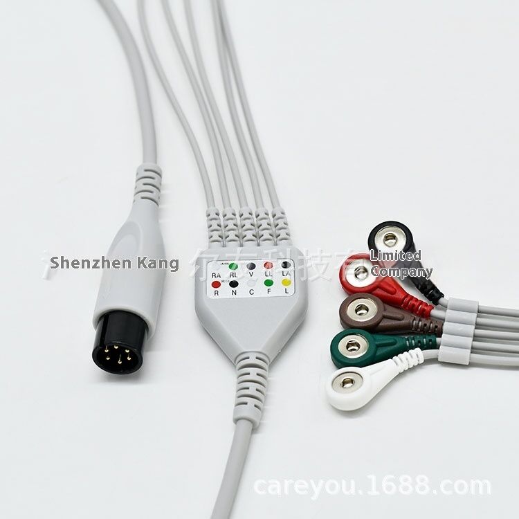 GOLDWAY 1540 6PIN One Piece Series ECG Cable with Leads 3m Length CE Certified Class II Compatible with PM9000 MEC1000