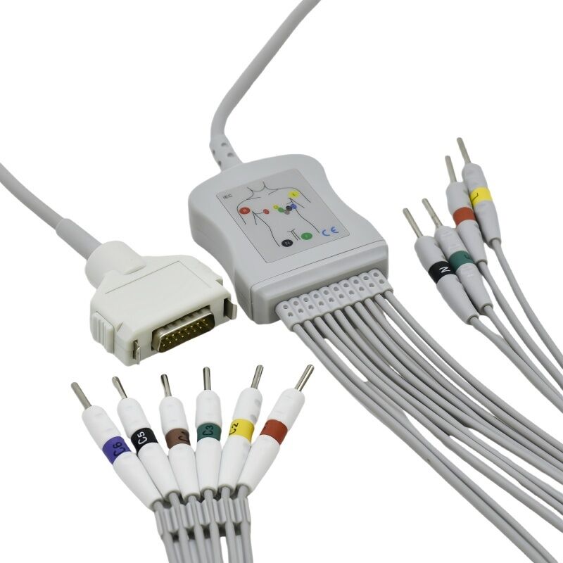 Compatible FUKUDA  FX-3010 4010 2115 DB15 Integrated ECG Cable Ten Leads American Standard Pin Type 4.7K CE Certified Model