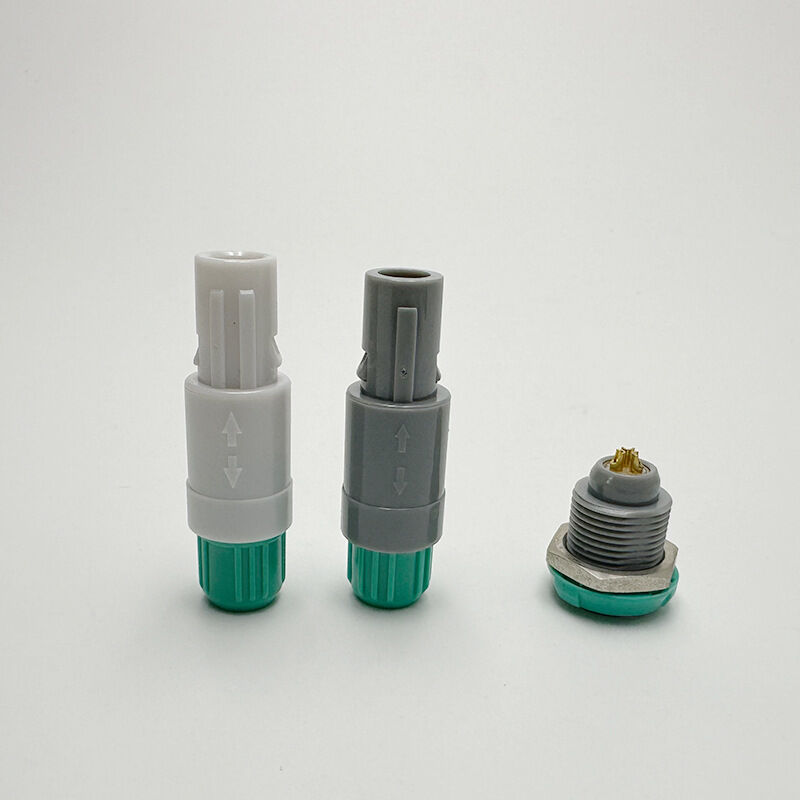 Push-pull Self-locking Alcohol Disinfection Aviation Plug Connector Gray/green Plastic China Manufacturer Can Be Freely