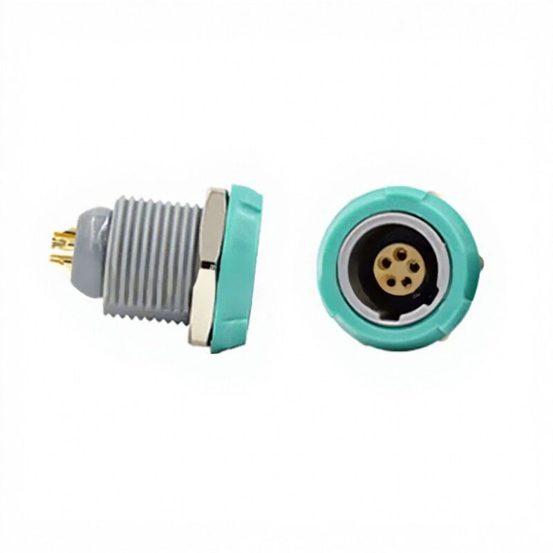 Shenzhen Aviation Plug Plastic 1P5 Core Screw Type Medical Gray/Teal Plug Socket Moisture-Proof 5 Pin Push-Pull Self-Locking