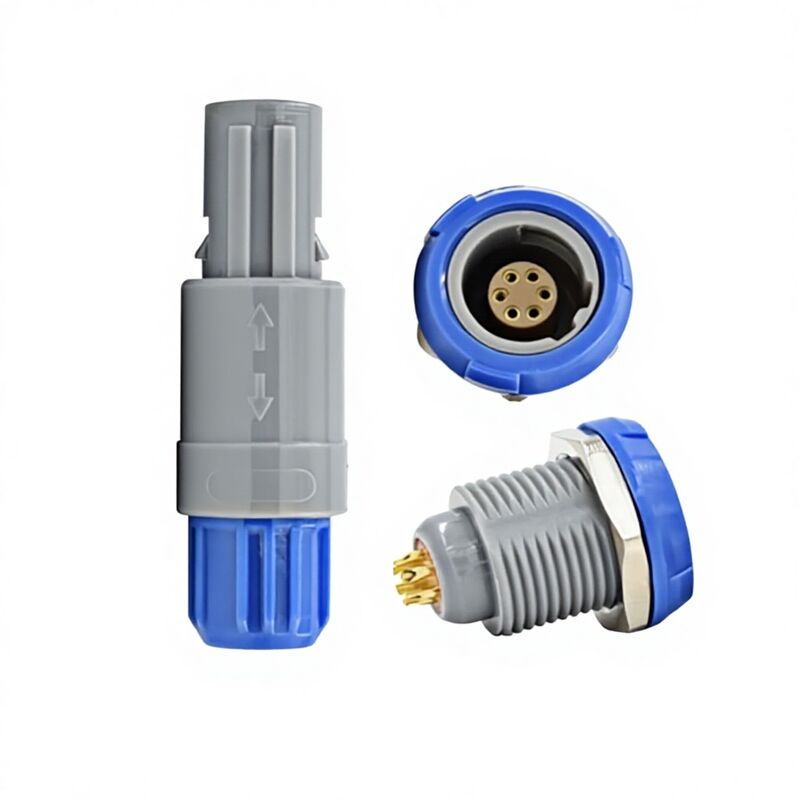Monitor Blood Oxygen 6-pin Double-slot 40-degree Circular Medical Waterproof Connector Plug Socket Gray/Blue 3-year Shelf Life