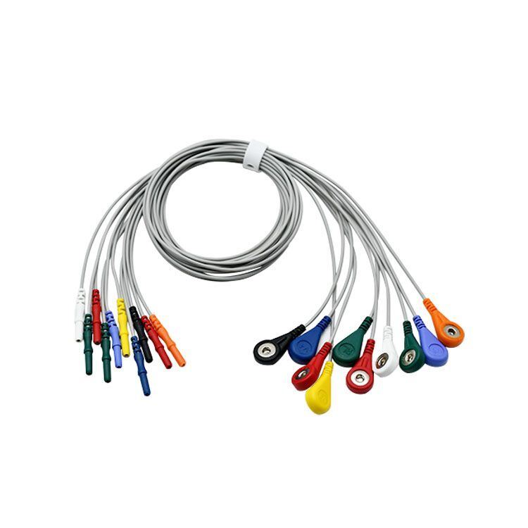 Holter Dynamic Electrocardiogram Machine Recording Ten-Lead TPU Material Alcohol Disinfection 0.9M Length Wire D Type Medical