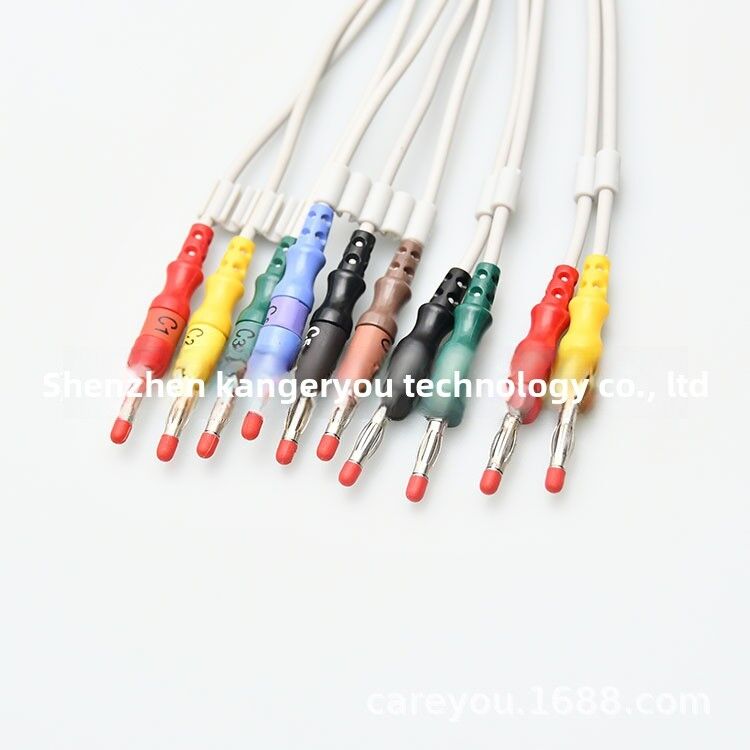 10-Lead 4.0 Banana Plug ECG Lead Wires Medical Consumables Compatible with TC30 TC50 TC70 Machines