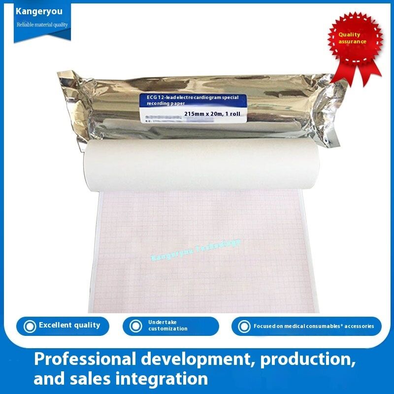 Kangeryou 12-Lead ECG Thermal Printing Paper 215mm*20m Special Recording Class I 3-Year Shelf Life Manual Power Source