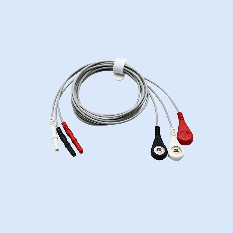OEM D Type 3 Lead Dynamic Electrocardiograph Machine Recording Box 3 Lead Wire Buckle ECG Connection Medical Consumables