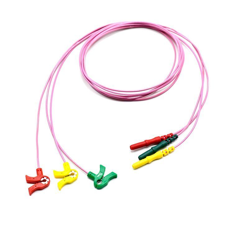 Professional Medical Consumables D Type Newborn Electrode Clip Wire Mini ECG Lead Wires for Newborns