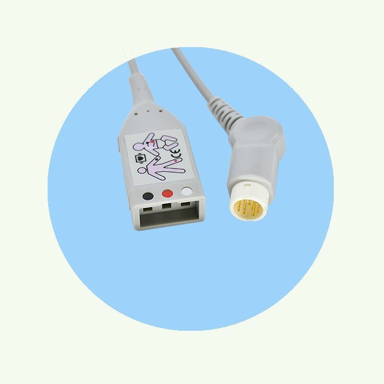 Manufacturer's 3-Lead ECG Trunk Cable TPU Material Adult Connection Lead Wire Compatible Medical Consumables