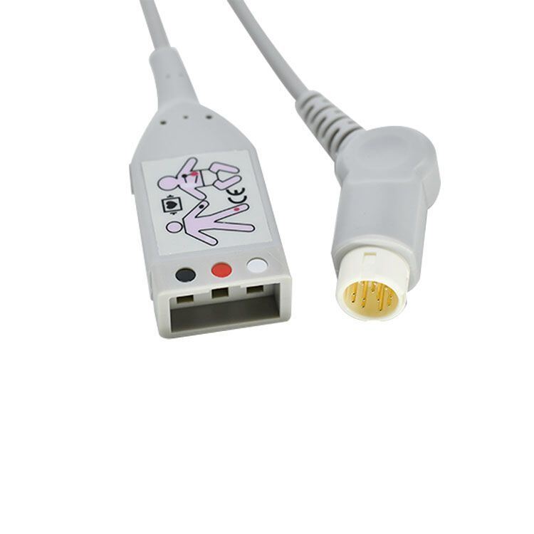 Manufacturer's 3-Lead ECG Trunk Cable TPU Material Adult Connection Lead Wire Compatible Medical Consumables