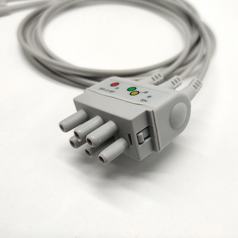High Quality Compatible BR-019 Three Conductor IEC Core Wire Snap on Clip Medical Consumables CE Certified Class I Yellow 0.9m