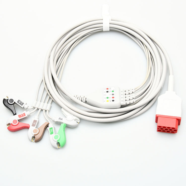 Korea Bionet BM5 Compatible Integrated Five Lead American Standard ECG Lead Wire Clip on Medical Consumables