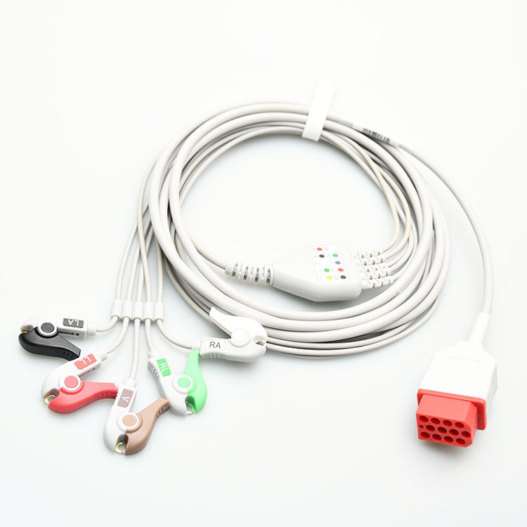 Korea Bionet BM5 Compatible Integrated Five Lead American Standard ECG Lead Wire Clip on Medical Consumables