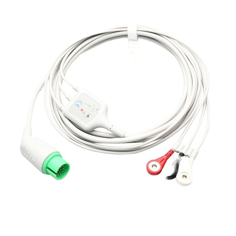 Compatible with PM7000 Wisconsin HWATIME Creative One Piece Series ECG Cable with 3 Leads