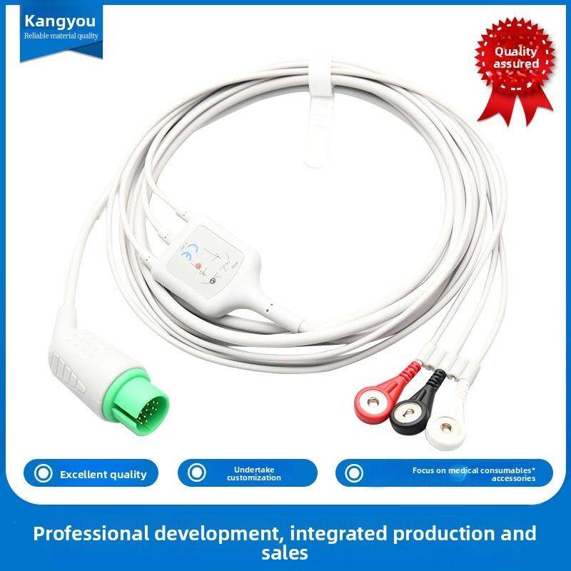 Compatible with PM7000 Wisconsin HWATIME Creative One Piece Series ECG Cable with 3 Leads