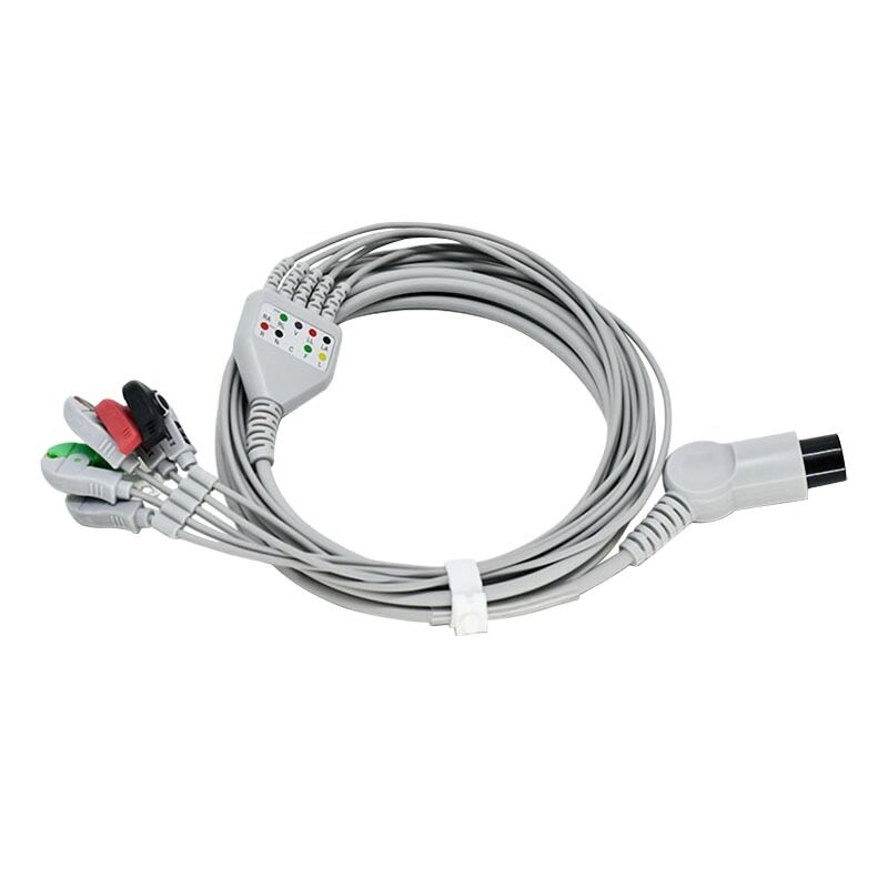 Compatible Monitor ECG Cable with Leads GOLDWAY ZOLL PM9000 6PIN KB1-1801C5A Grey 3m CE Certified Class II