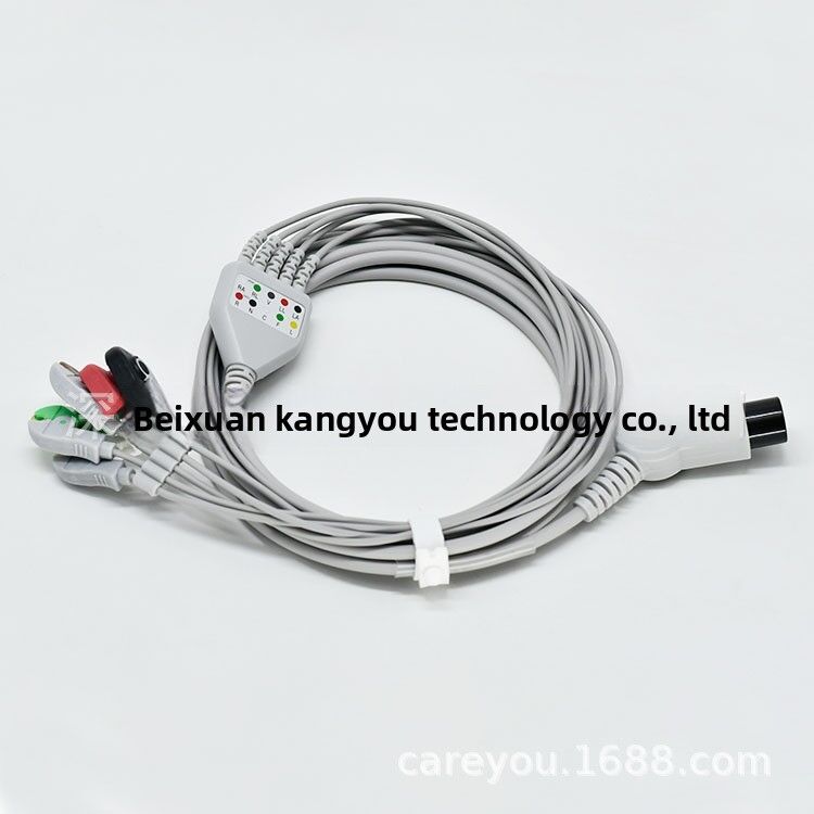 Compatible Monitor ECG Cable with Leads GOLDWAY ZOLL PM9000 6PIN KB1-1801C5A Grey 3m CE Certified Class II
