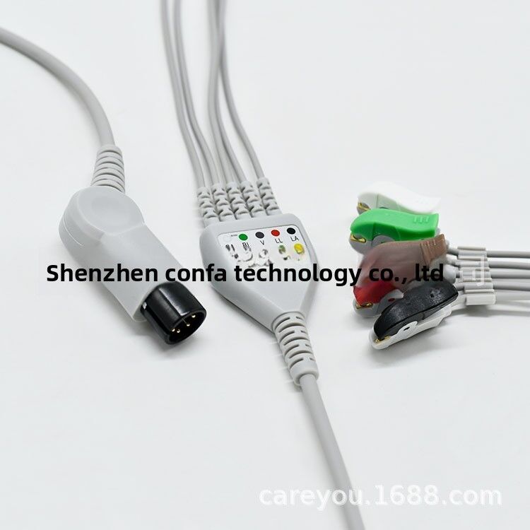 Compatible Monitor ECG Cable with Leads GOLDWAY ZOLL PM9000 6PIN KB1-1801C5A Grey 3m CE Certified Class II