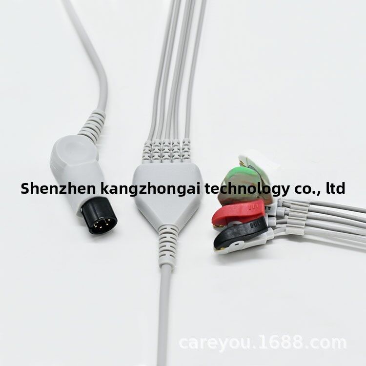 Compatible Monitor ECG Cable with Leads GOLDWAY ZOLL PM9000 6PIN KB1-1801C5A Grey 3m CE Certified Class II