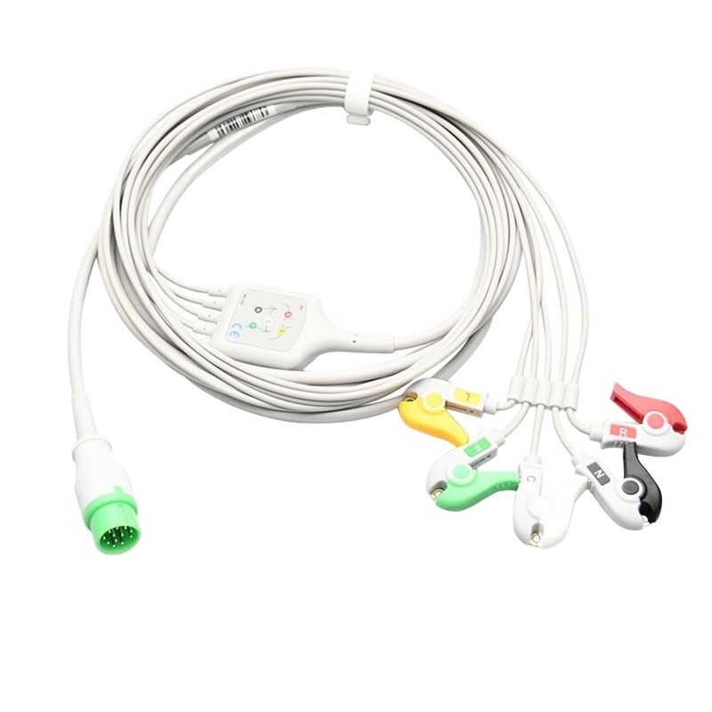 Commen C30C50Star8000Nc8 Compatible 12-Pin Integrated Five-Lead ECG Lead Wire Medical Consumables CE Certified 3.2m Green