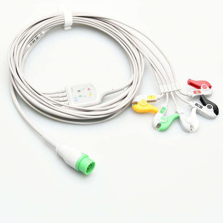 Commen C30C50Star8000Nc8 Compatible 12-Pin Integrated Five-Lead ECG Lead Wire Medical Consumables CE Certified 3.2m Green