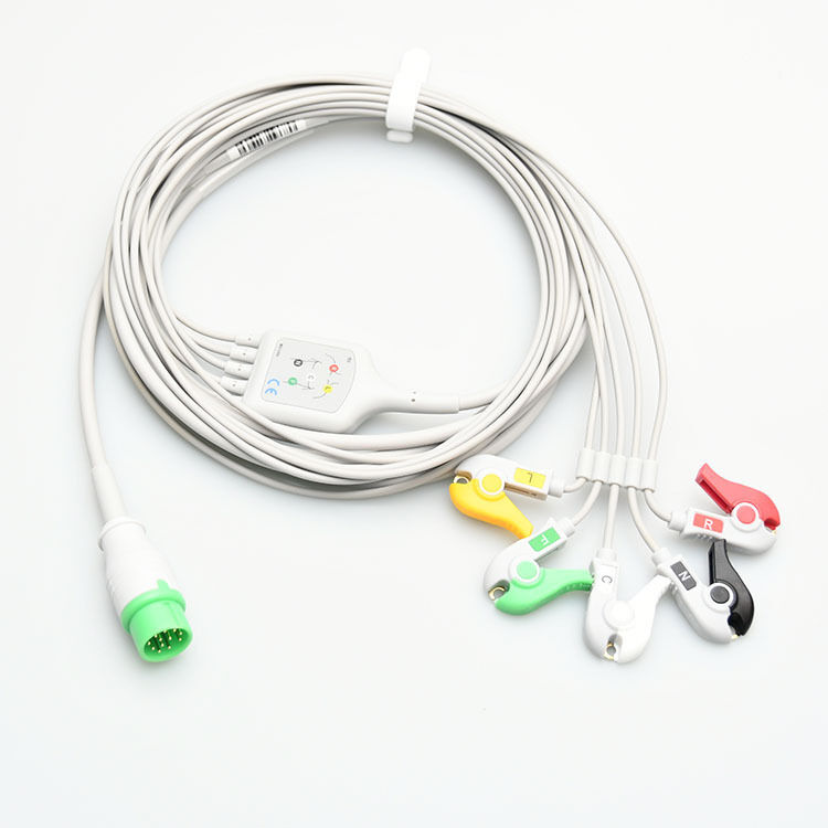 Commen C30C50Star8000Nc8 Compatible 12-Pin Integrated Five-Lead ECG Lead Wire Medical Consumables CE Certified 3.2m Green