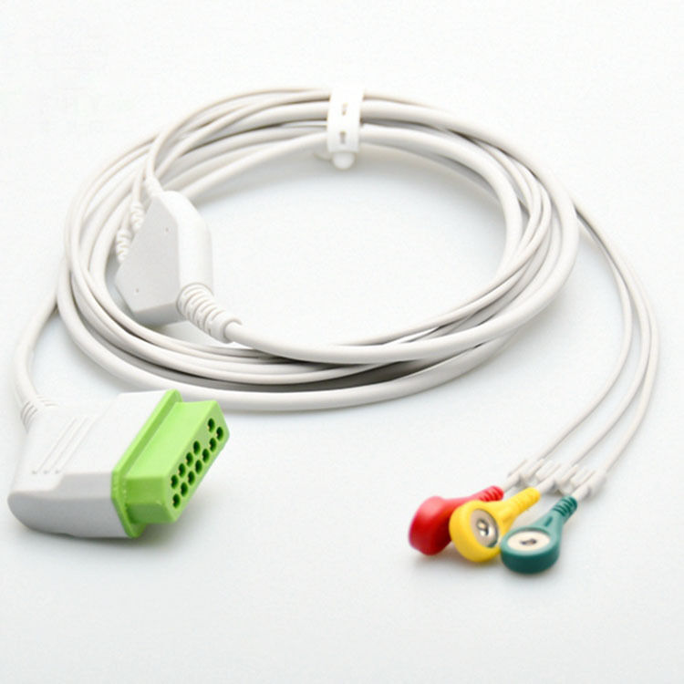 Japan Optoelectronics BSM-2301 Integrated 12-Pin ECG Lead Wire 4.0 Button Three-Lead Compatible EOS Medical Consumables
