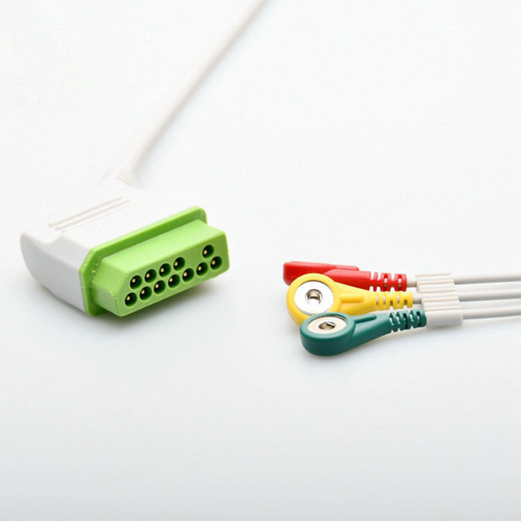 Japan Optoelectronics BSM-2301 Integrated 12-Pin ECG Lead Wire 4.0 Button Three-Lead Compatible EOS Medical Consumables