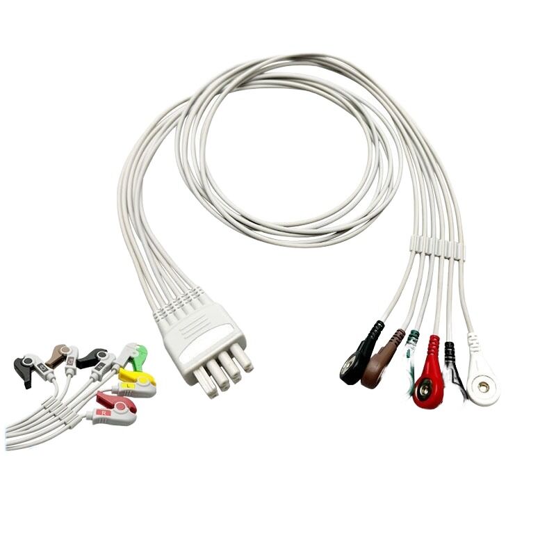 Nihon Konden KB3-HS6I Six-Lead Medical Consumables Compatible Adult ECG Connection Cable CE Certified Class II 0.9m for ECG