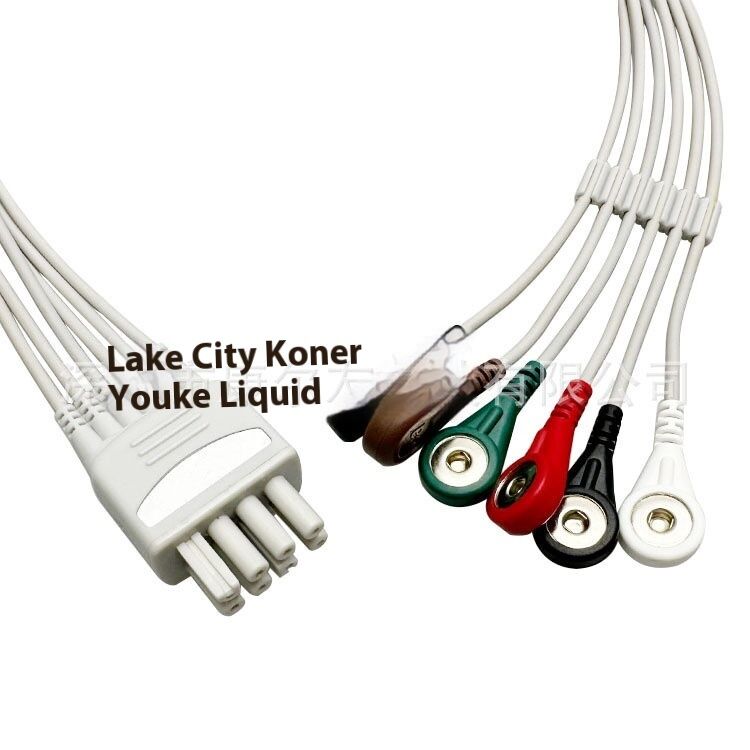 Nihon Konden KB3-HS6I Six-Lead Medical Consumables Compatible Adult ECG Connection Cable CE Certified Class II 0.9m for ECG