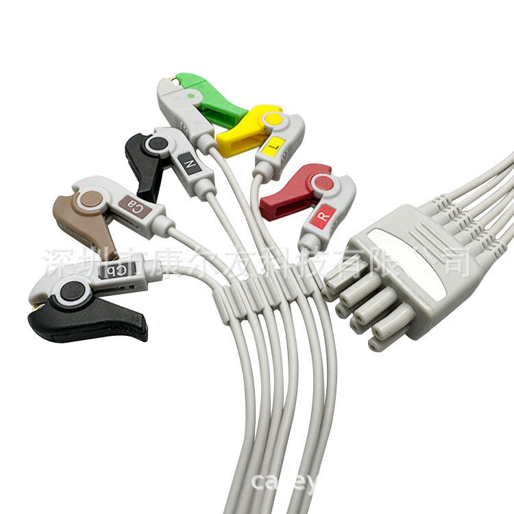 Nihon Konden KB3-HS6I Six-Lead Medical Consumables Compatible Adult ECG Connection Cable CE Certified Class II 0.9m for ECG