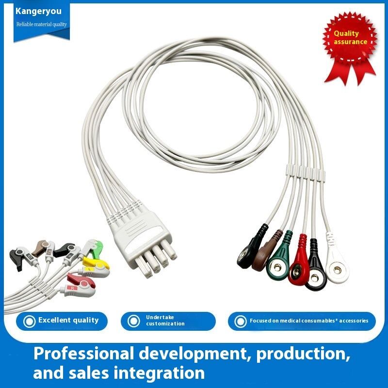 Nihon Konden KB3-HS6I Six-Lead Medical Consumables Compatible Adult ECG Connection Cable CE Certified Class II 0.9m for ECG