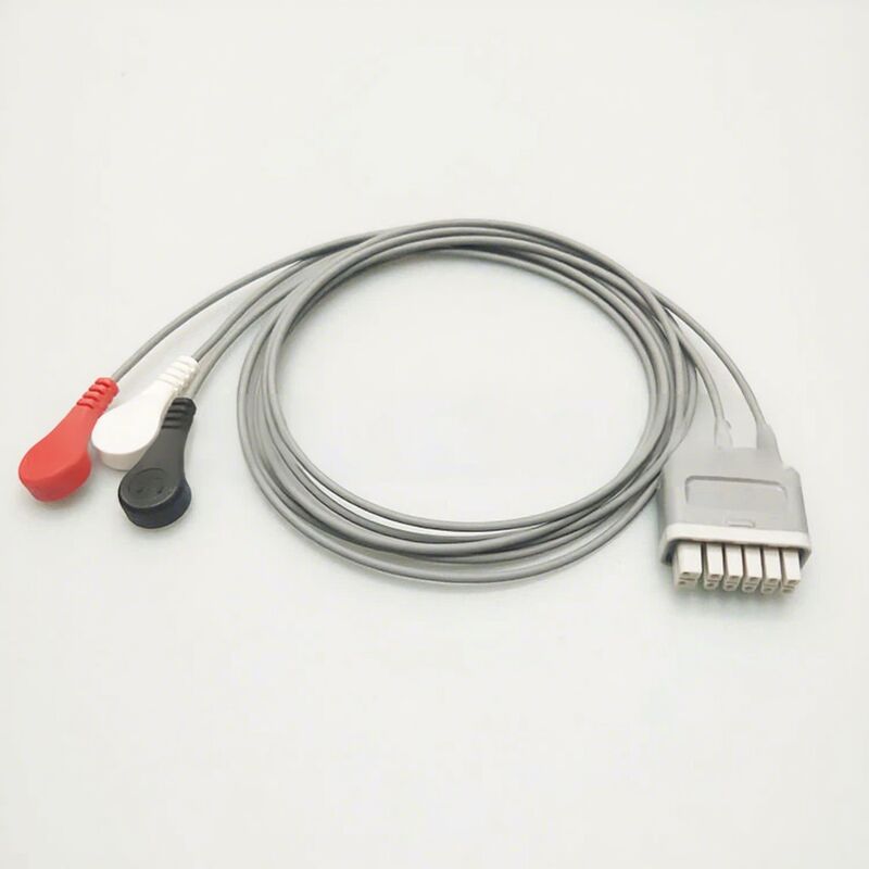 OEM Medical Grade ECG Lead Wire Compatible Telemetry Three-Lead American Standard Buckle-Type Splitter Model KRY-BSA3A 2.6MM