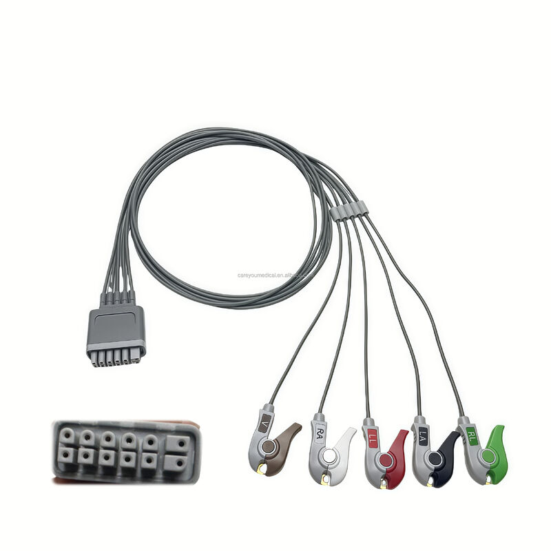 Starraymed Compatible TD60 Telemetry Five-Lead AHA ECG Lead Wire Clip-On Connector Medical Consumables CE Certified Class II